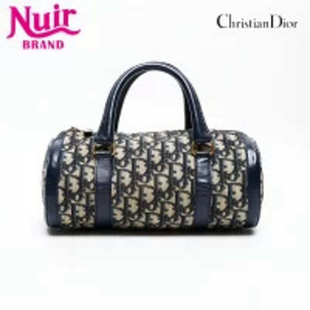 Christian Dior Canvas Trotter Handbag Navy Blue